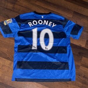 Nike Manchester United 10/11 Wayne Rooney Jersey Blue Away Kit Number 10 Man U